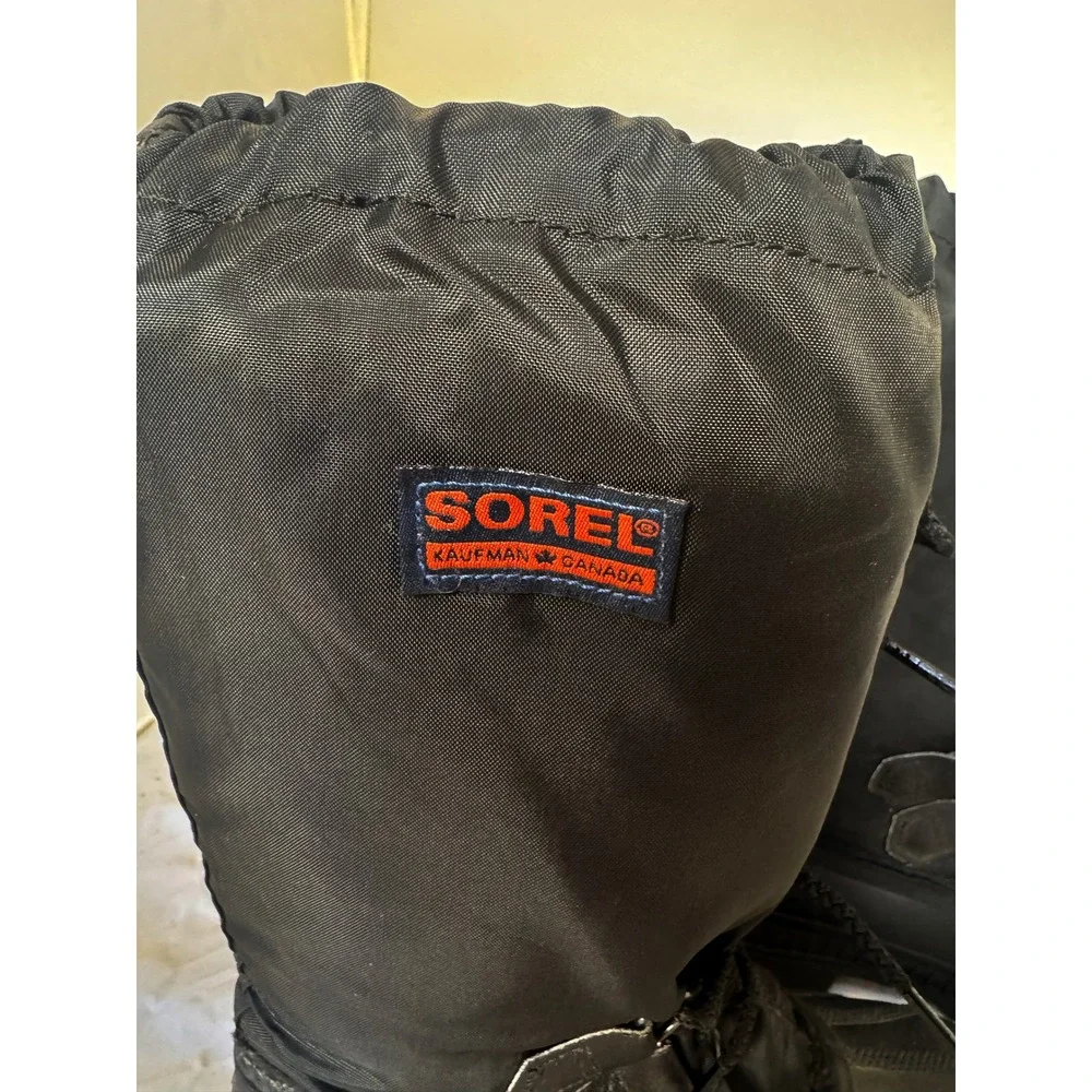 Sorel Kaufman Canada Black Snow Boots Waterproof Winter Size 4 w Insulated Liner
